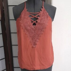 Women's Lace Halter Top - Rust